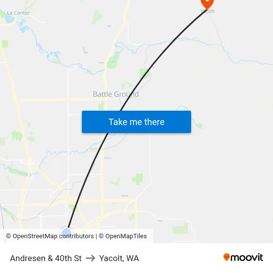 Andresen & 40th St to Yacolt, WA map