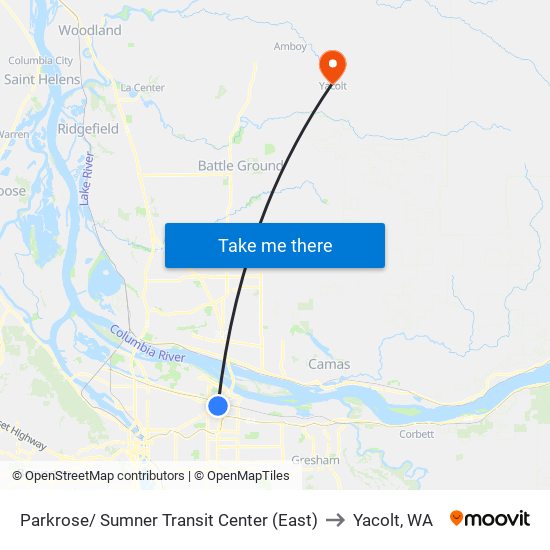 Parkrose/ Sumner Transit Center (East) to Yacolt, WA map