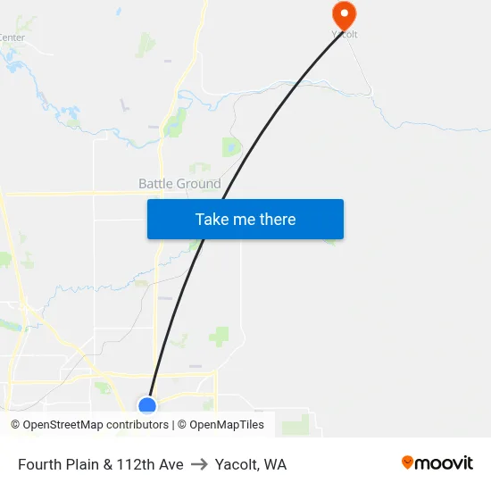 Fourth Plain & 112th Ave to Yacolt, WA map