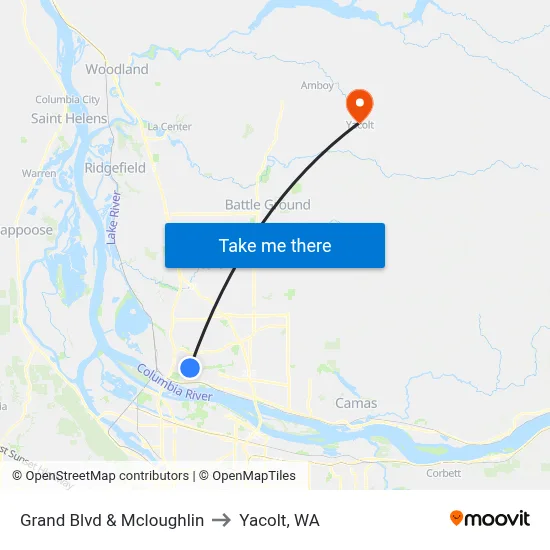 Grand Blvd & Mcloughlin to Yacolt, WA map
