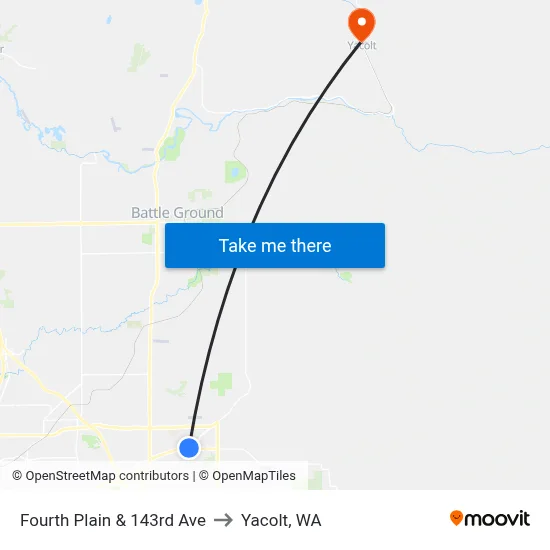 Fourth Plain & 143rd Ave to Yacolt, WA map