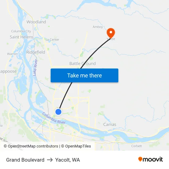 Grand Boulevard to Yacolt, WA map