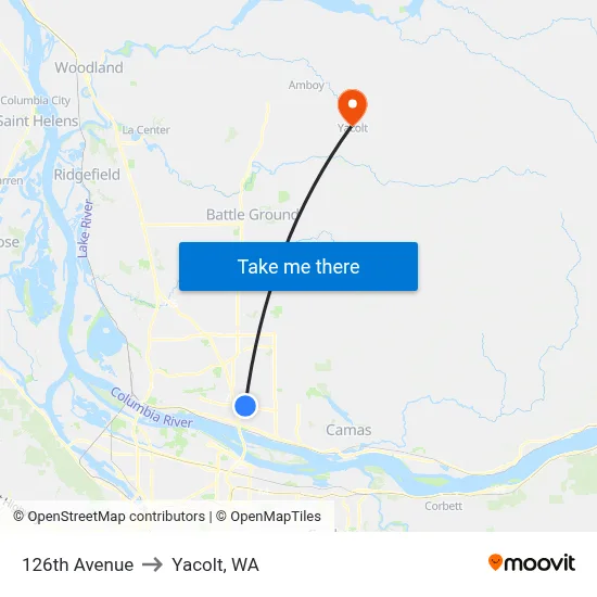 126th Avenue to Yacolt, WA map