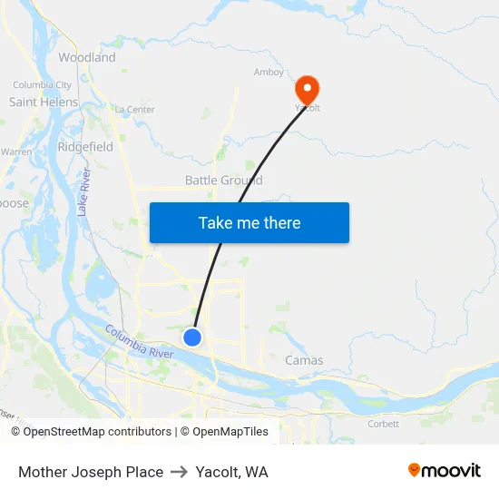 Mother Joseph Place to Yacolt, WA map