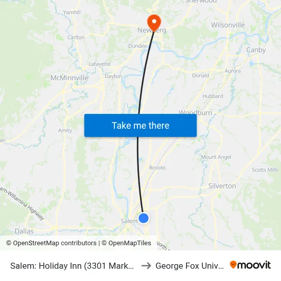 Salem: Holiday Inn (3301 Market St Ne) to George Fox University map