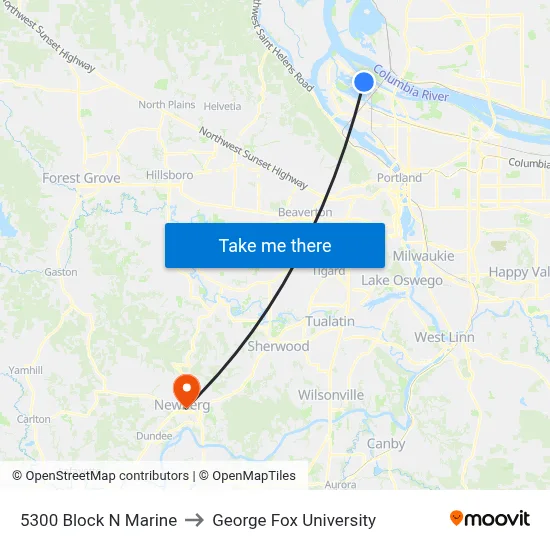 5300 Block N Marine to George Fox University map