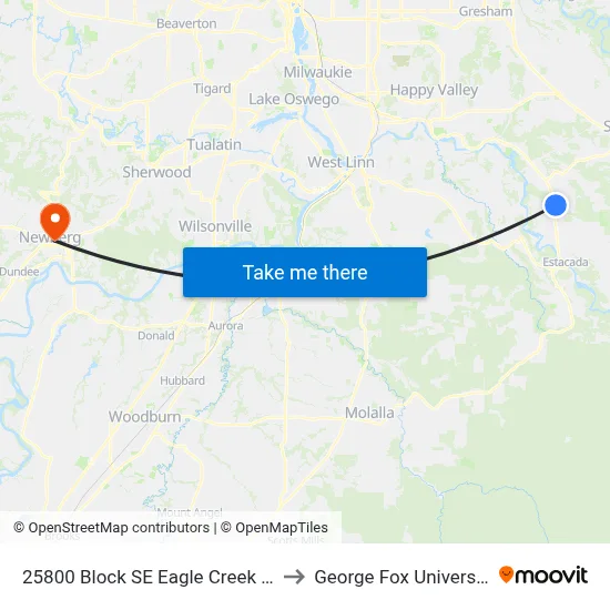 25800 Block SE Eagle Creek Rd to George Fox University map