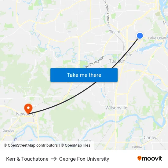 Kerr & Touchstone to George Fox University map