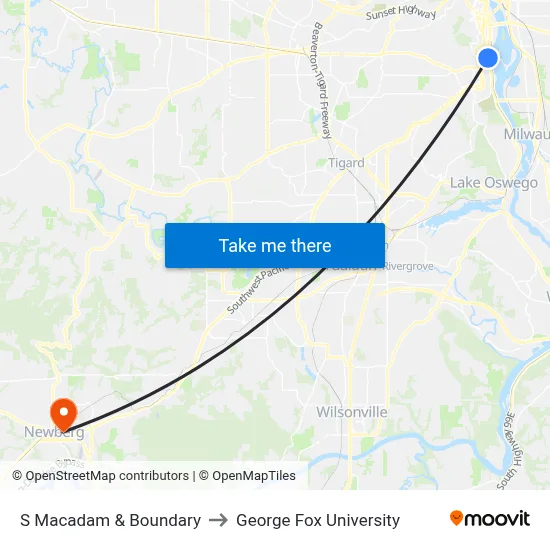 S Macadam & Boundary to George Fox University map