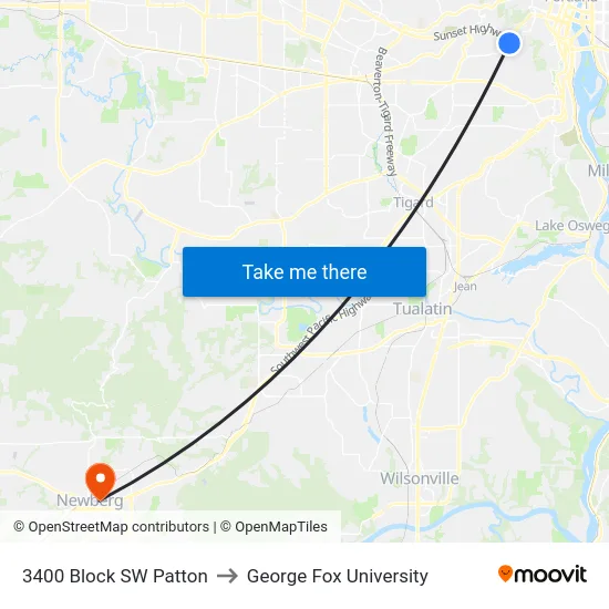 3400 Block SW Patton to George Fox University map
