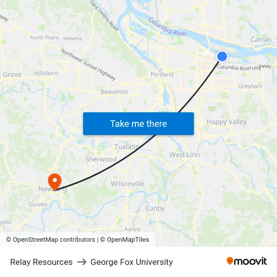 Relay Resources to George Fox University map