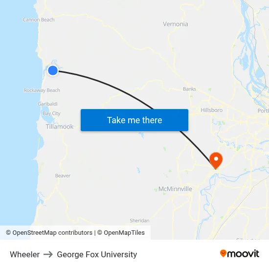 Wheeler to George Fox University map