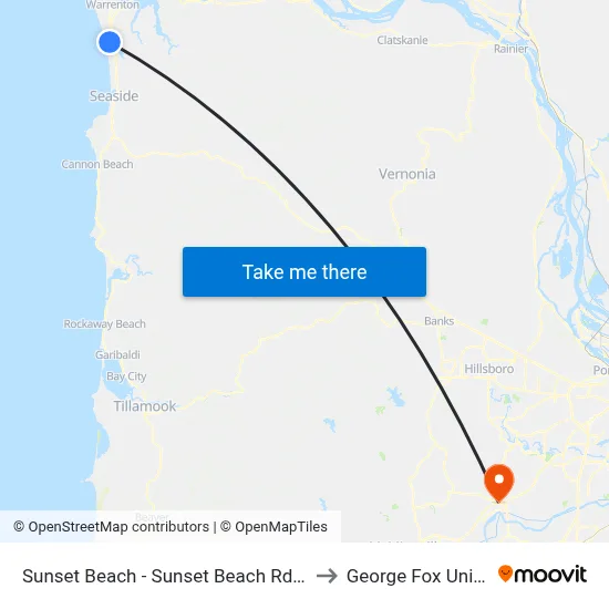 Sunset Beach - Sunset Beach Rd Warrenton to George Fox University map