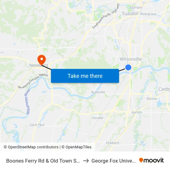 Boones Ferry Rd & Old Town Square to George Fox University map