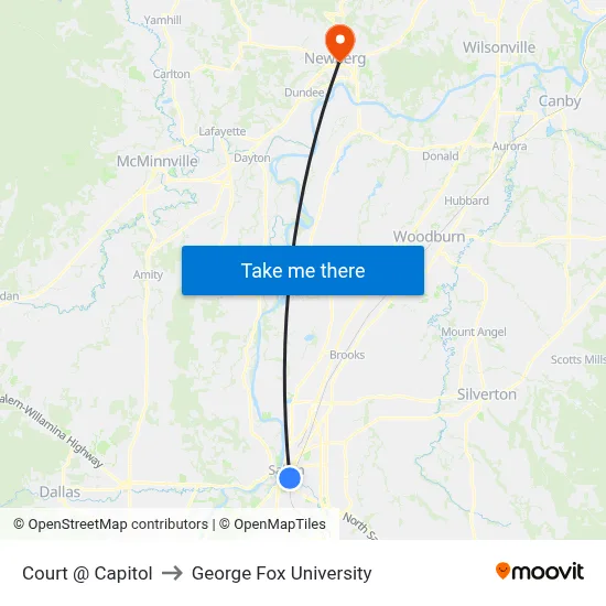 Court @ Capitol to George Fox University map