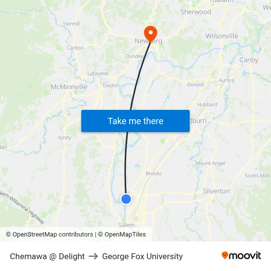 Chemawa @ Delight to George Fox University map