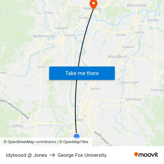 Idylwood @ Jones to George Fox University map