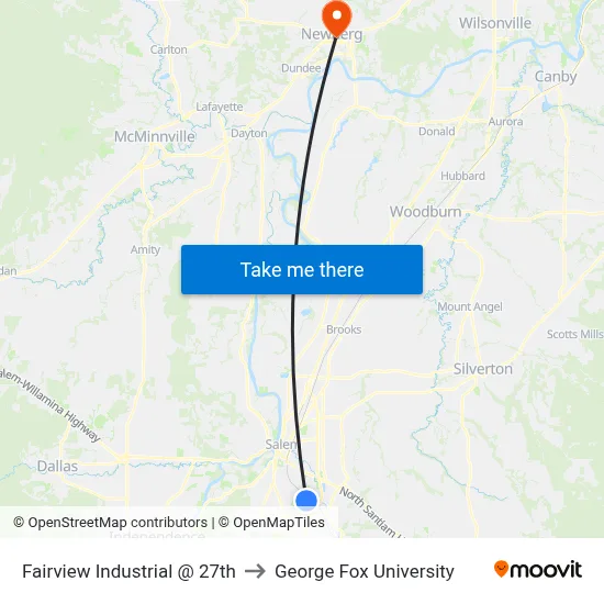 Fairview Industrial @ 27th to George Fox University map