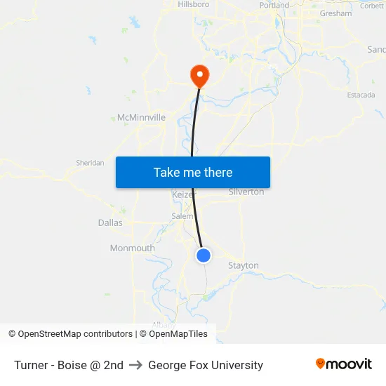 Turner - Boise @ 2nd to George Fox University map