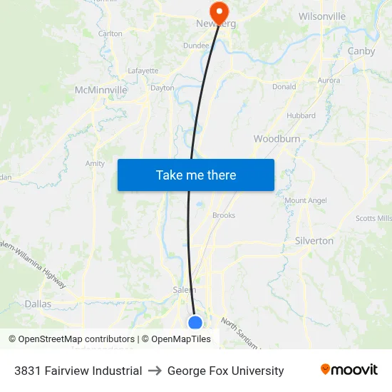 3831 Fairview Industrial to George Fox University map