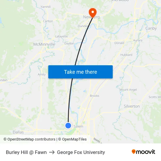 Burley Hill @ Fawn to George Fox University map