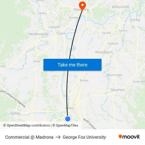 Commercial @ Madrona to George Fox University map