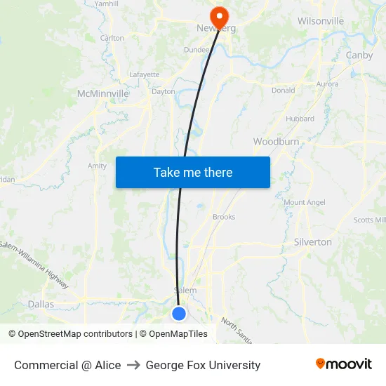 Commercial @ Alice to George Fox University map