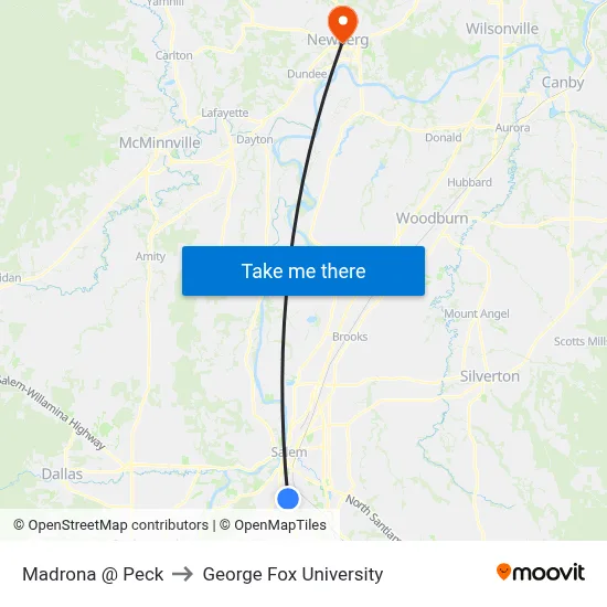 Madrona @ Peck to George Fox University map
