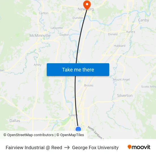 Fairview Industrial @ Reed to George Fox University map
