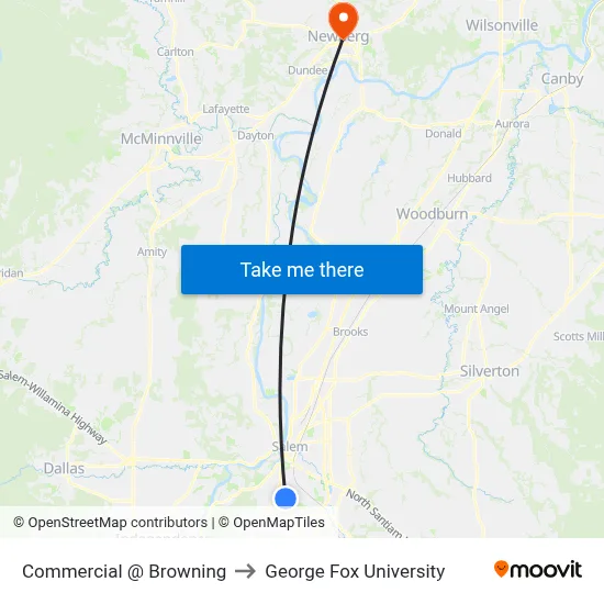 Commercial @ Browning to George Fox University map