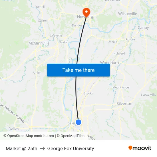 Market @ 25th to George Fox University map