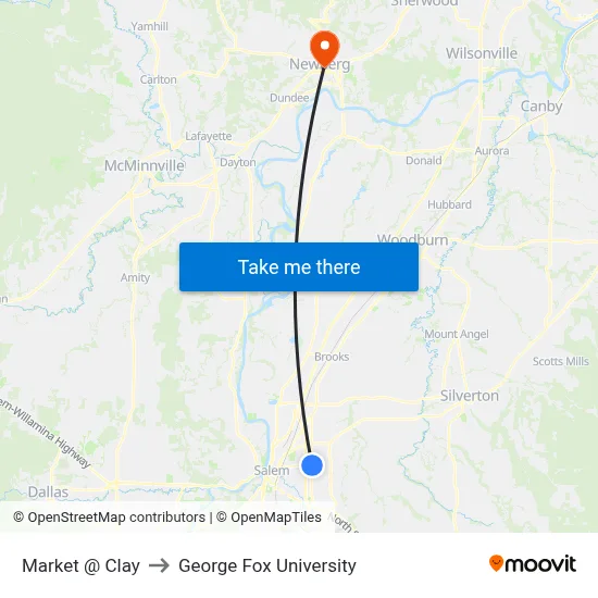 Market @ Clay to George Fox University map