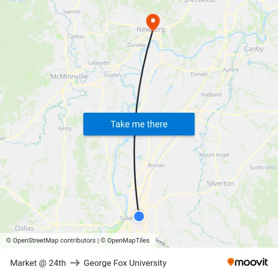 Market @ 24th to George Fox University map