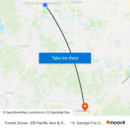 Forest Grove - EB Pacific Ave & Hwy 47 (Tm 4306) to George Fox University map