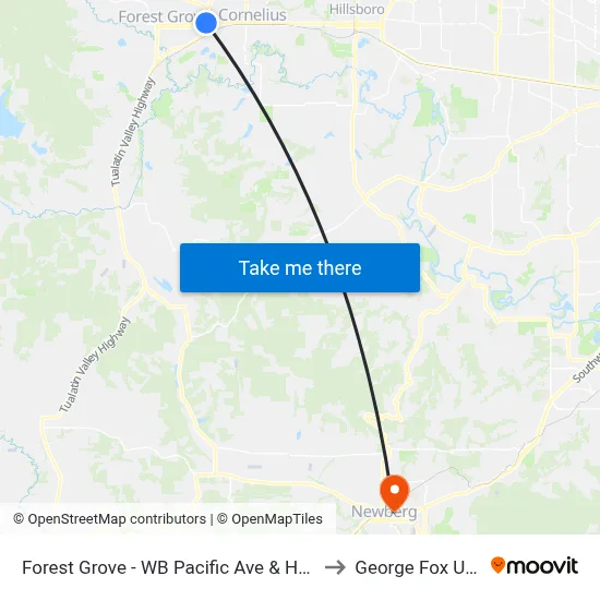 Forest Grove - WB Pacific Ave & Hwy 47 (Tm 4307) to George Fox University map