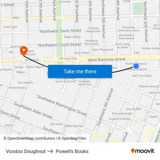 Voodoo Doughnut to Powell's Books map