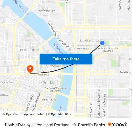 DoubleTree by Hilton Hotel Portland to Powell's Books map