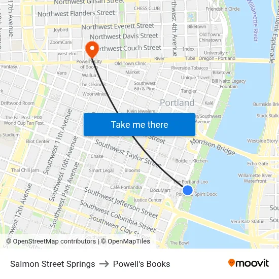 Salmon Street Springs to Powell's Books map