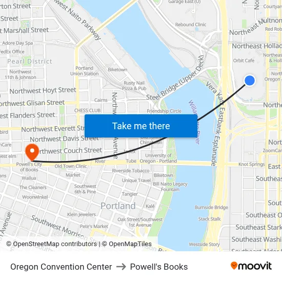 Oregon Convention Center to Powell's Books map