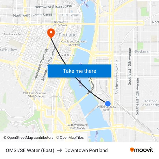 OMSI/SE Water (East) to Downtown Portland map