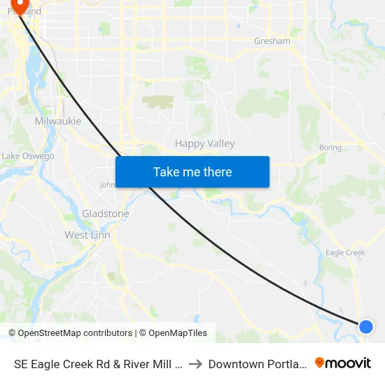SE Eagle Creek Rd & River Mill Rd to Downtown Portland map