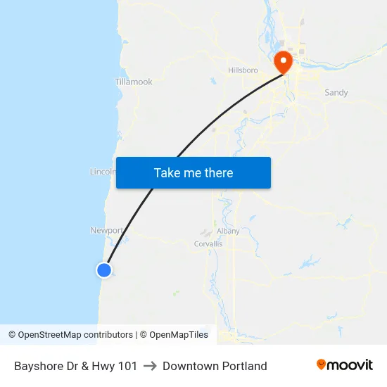 Bayshore Dr & Hwy 101 to Downtown Portland map