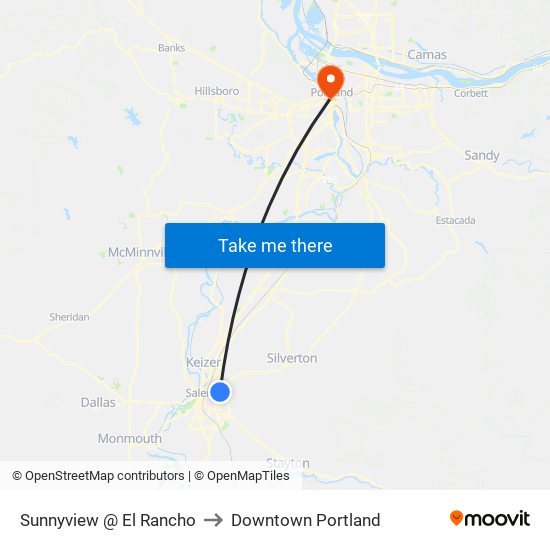 Sunnyview @ El Rancho to Downtown Portland map