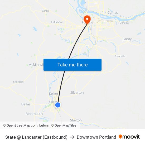 State @ Lancaster (Eastbound) to Downtown Portland map