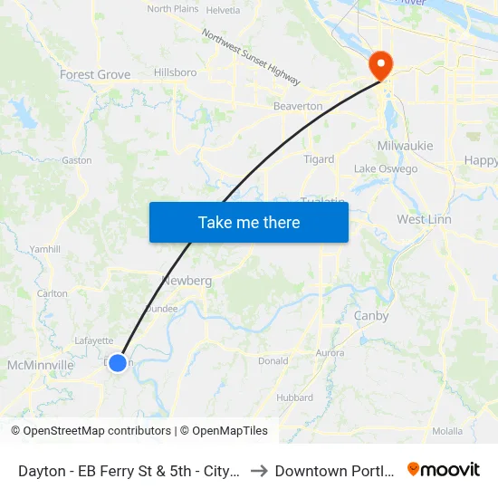 Dayton - EB Ferry St & 5th - City Hall to Downtown Portland map