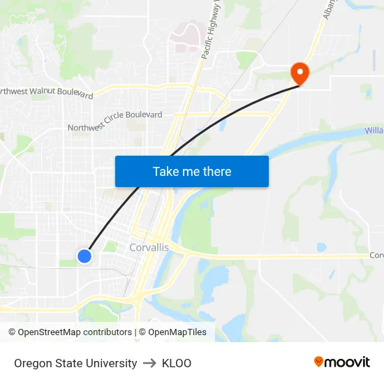 Oregon State University to KLOO map
