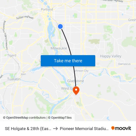 SE Holgate & 28th (East) to Pioneer Memorial Stadium map