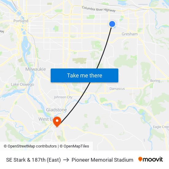 SE Stark & 187th (East) to Pioneer Memorial Stadium map