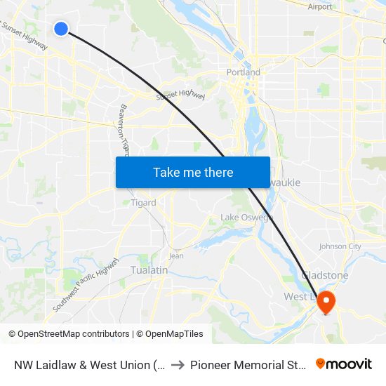 NW Laidlaw & West Union (North) to Pioneer Memorial Stadium map