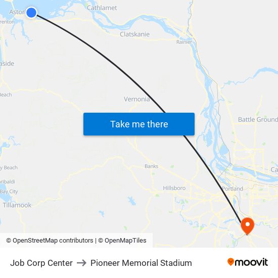 Job Corp Center to Pioneer Memorial Stadium map